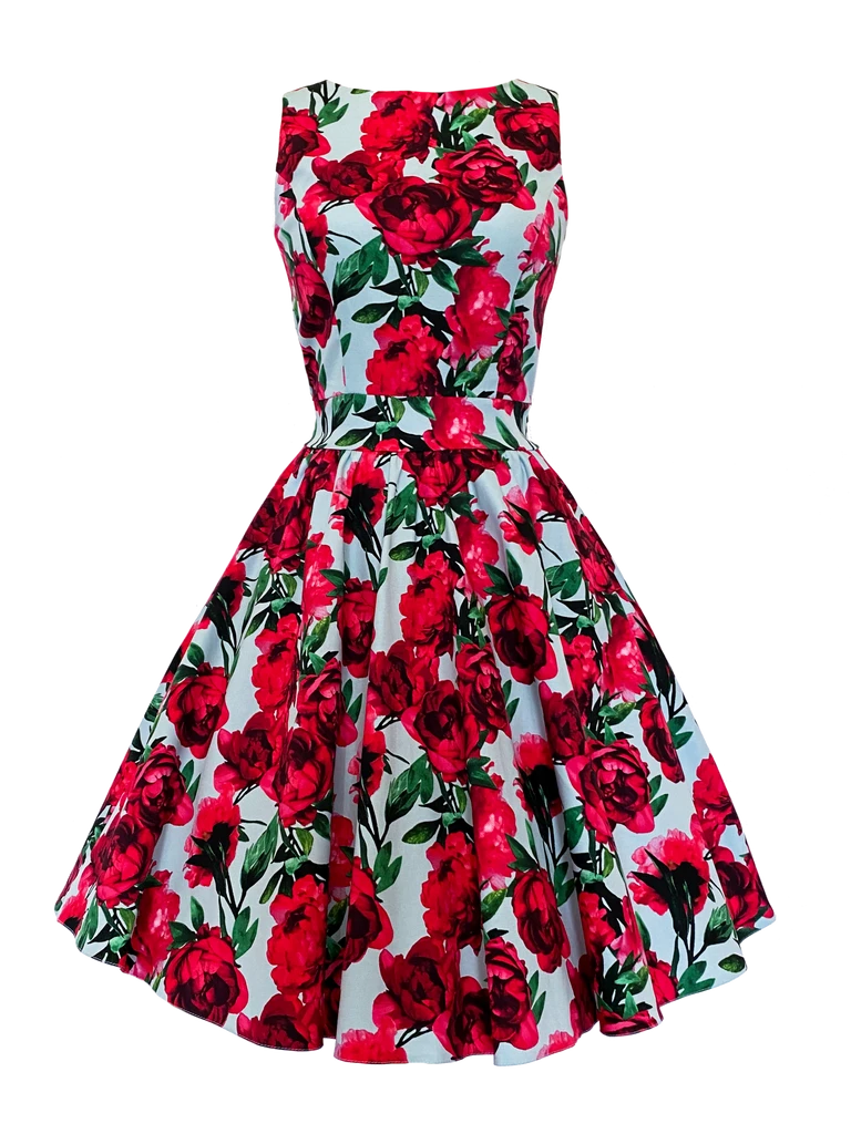 Lady Vintage Floral Sky Tea Dress (limited Edition)